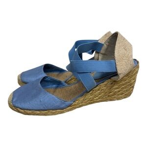 Lauren Ralph Lauren Cassandra Blue Espadrille Wedge Sandals Women’s 7.5 B